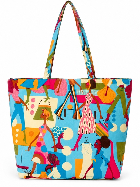 Handbags - Y2K Fashion Girl Graphic Tote Bag Retro Mod Kitsch Colourful Zip